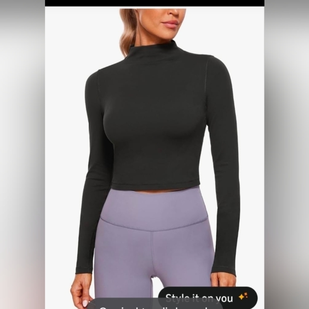 Wild Fable Women's Knit Cropped Top Long Sleeve Sweater Black